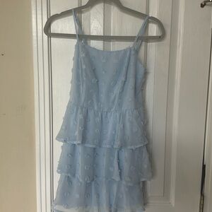 Francesca’s Mi Ami light blue dress, ruffled, size XS